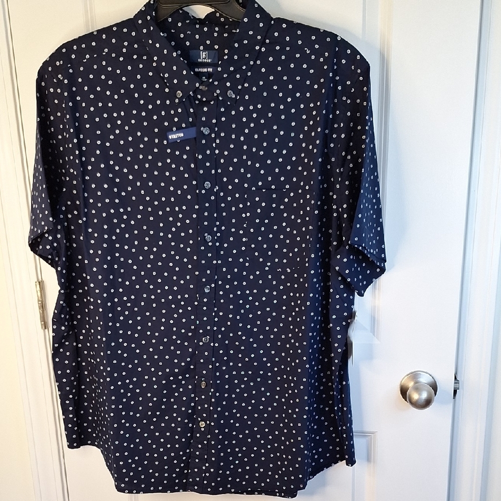 George Men's Navy Polka Dot Shirt NWT SIZE 3XL